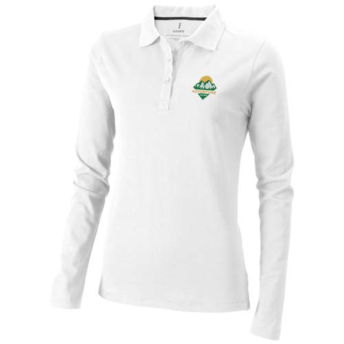 Calgary 180 g/m² Langarm Poloshirt für Damen - weiss / XS