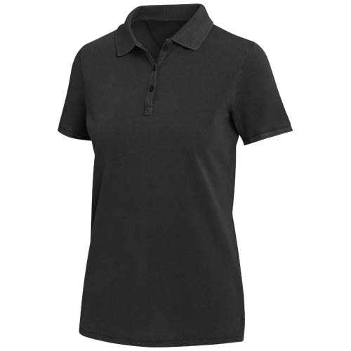 Calgary Poloshirt für Damen im Washed Look, 200 g/m2 - schwarz / XS