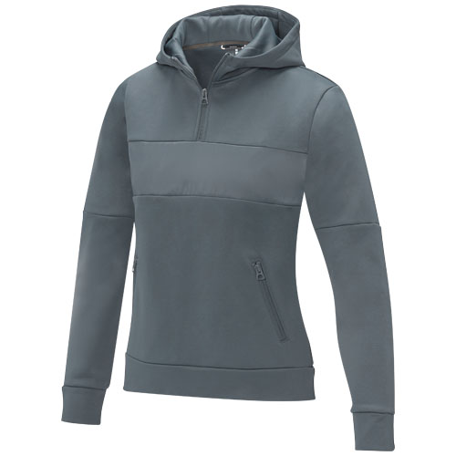 Sayan Kapuzenpullover mit halbem Reißverschluss für Damen - stahlgrau / XXL