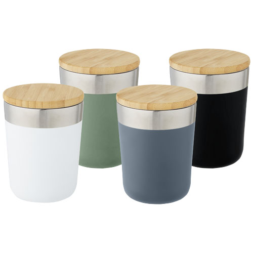 Lagan 330 ml Kupfer-Vakuum Isolierbecher mit Bambusdeckel - weiss