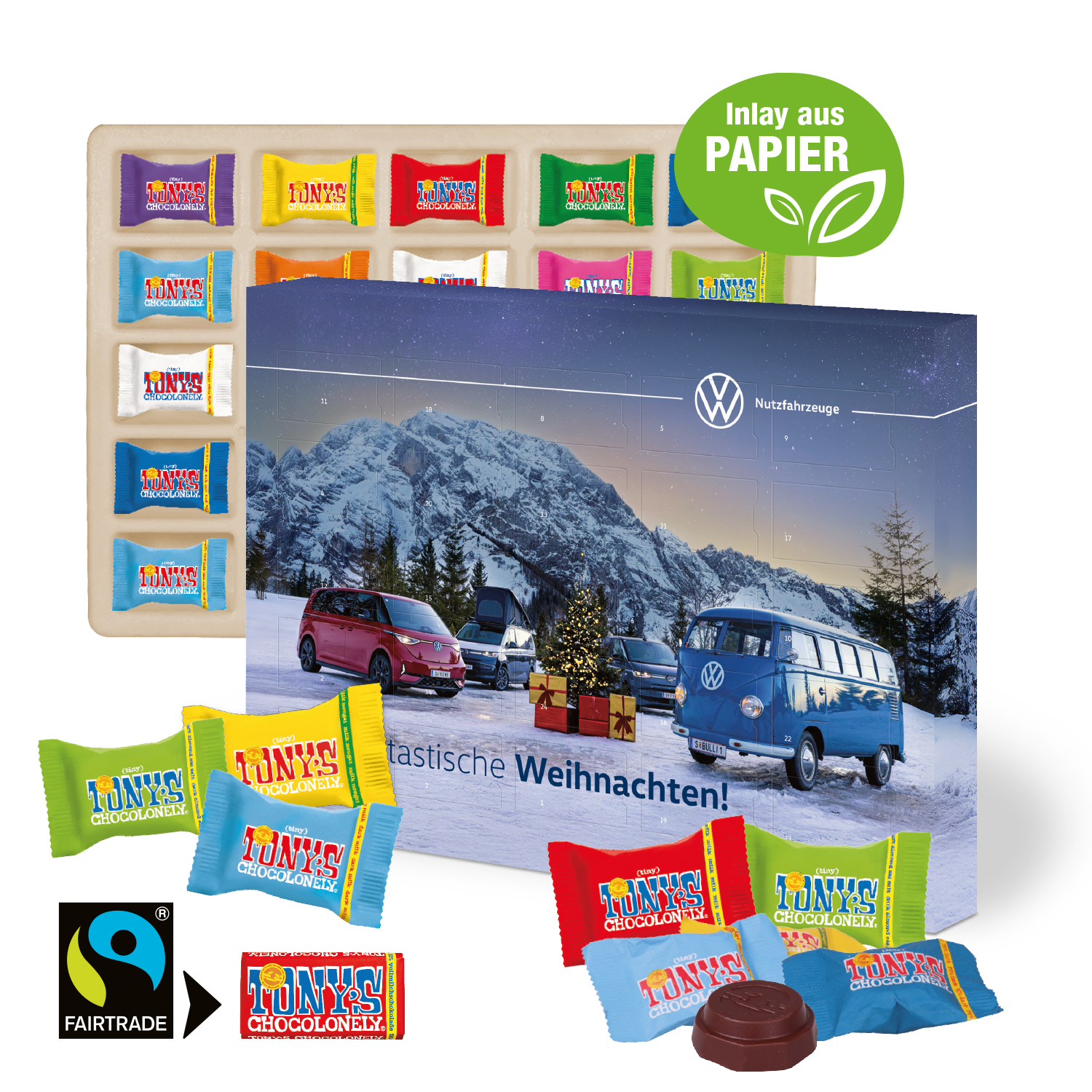Adventskalender mit Tony's Schokolade, Inlay aus Papier