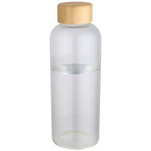 Mirage 650 ml einwandige Trinkflasche aus Borosilikatglas mit Bambusdeckel