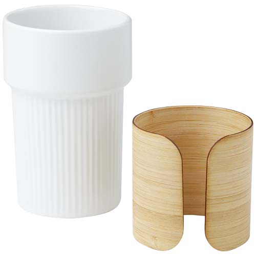Fika 340 ml Becher mit Bambushülle - weiss