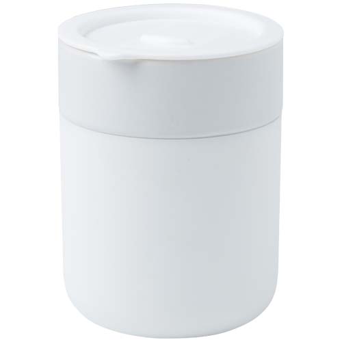 Java 330 ml Keramikbecher mit Silikonhülle und Kunststoffdeckel - weiss