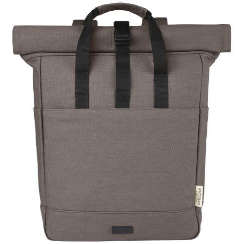 Joey 15" GRS Rolltop Laptoprucksack aus recyceltem Canvas 15 L - grau