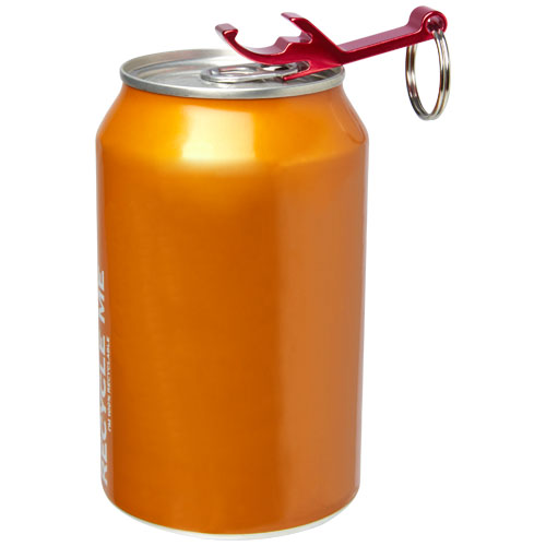 Tao Schlüsselanhänger mit Flaschen- und Dosenöffner aus recyceltem RCS Aluminium - rot