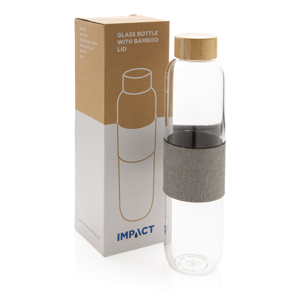 Impact Borosilikat-Glasflasche mit Bambusdeckel