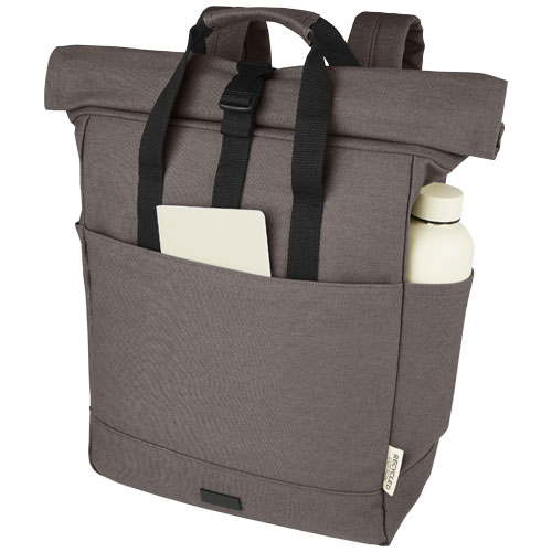 Joey 15" GRS Rolltop Laptoprucksack aus recyceltem Canvas 15 L - grau