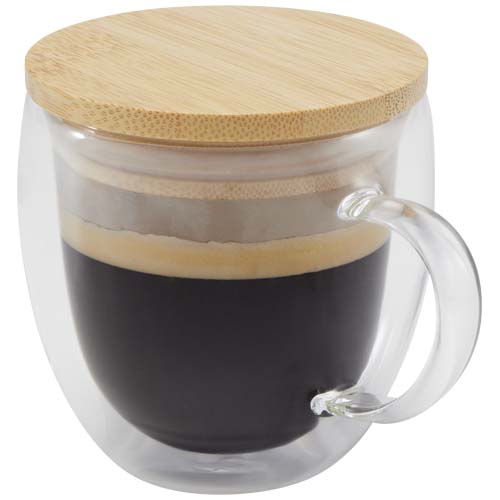 Lenora 250 ml Glasbecher mit Bambusdeckel
