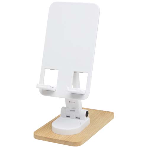 Alfirk Klappbare Smartphonehalterung  aus recyceltem Kunststoff mit Bambusdetails - weiss
