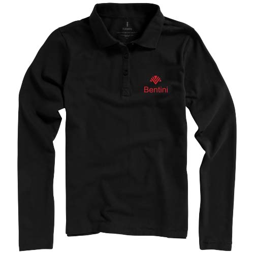 Calgary 180 g/m² Langarm Poloshirt für Damen - schwarz / M