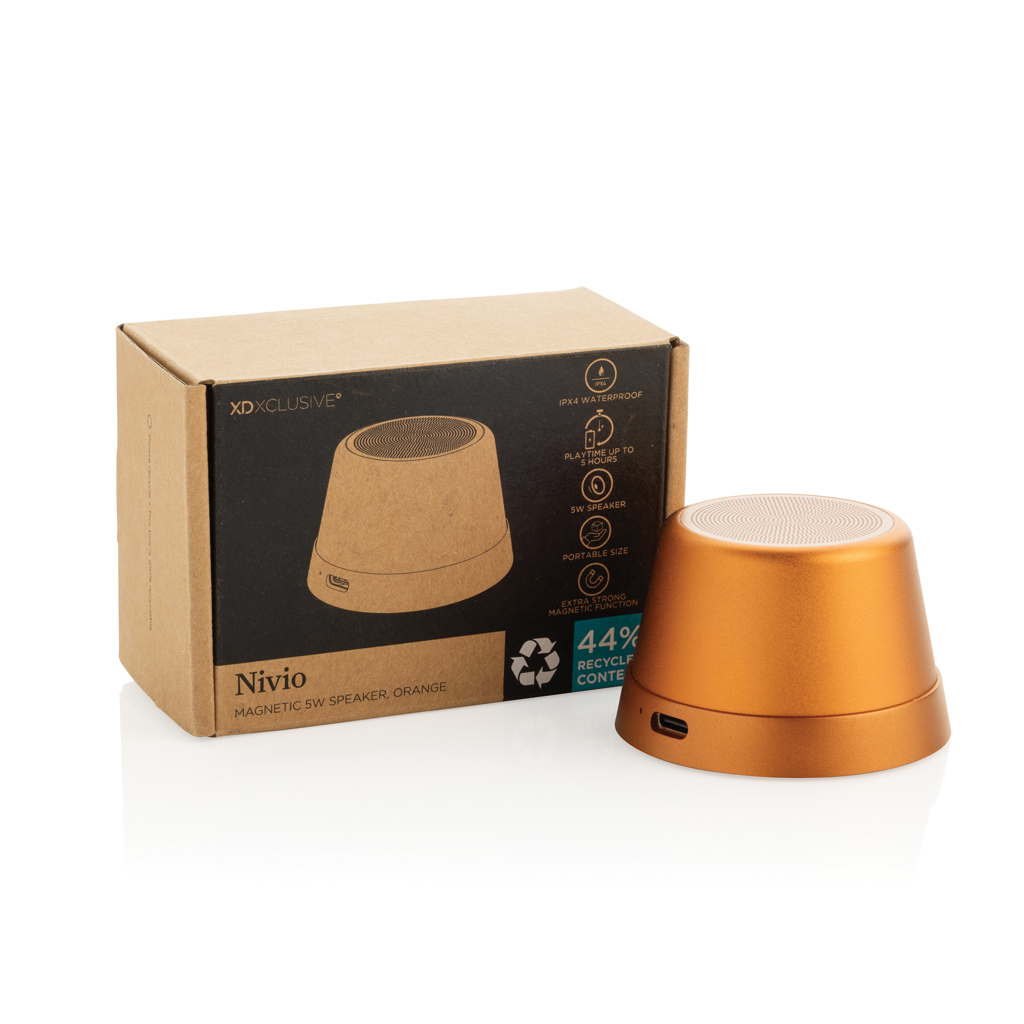 Nivio magnetischer 5W-Speaker aus RCS recyceltem Aluminium