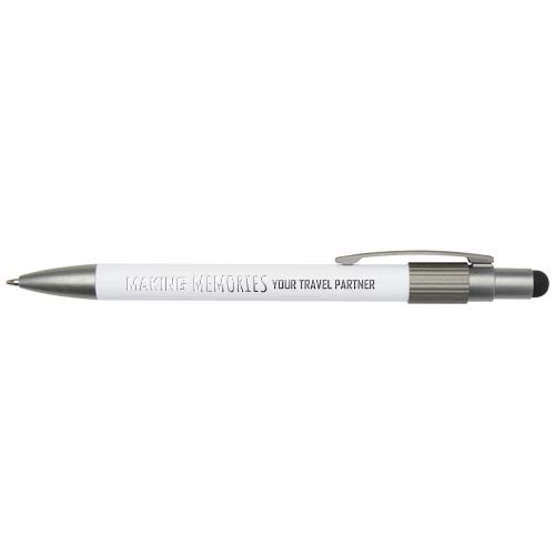 Rill RCS recycelter Kugelschreiber mit Stylus und Fidget Spinner (blaue Mine) - weiss