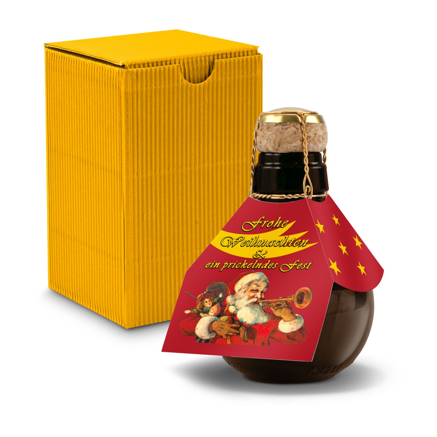 Origineller Sekt Weihnachtsgruß - Karton Gelb, 125 ml