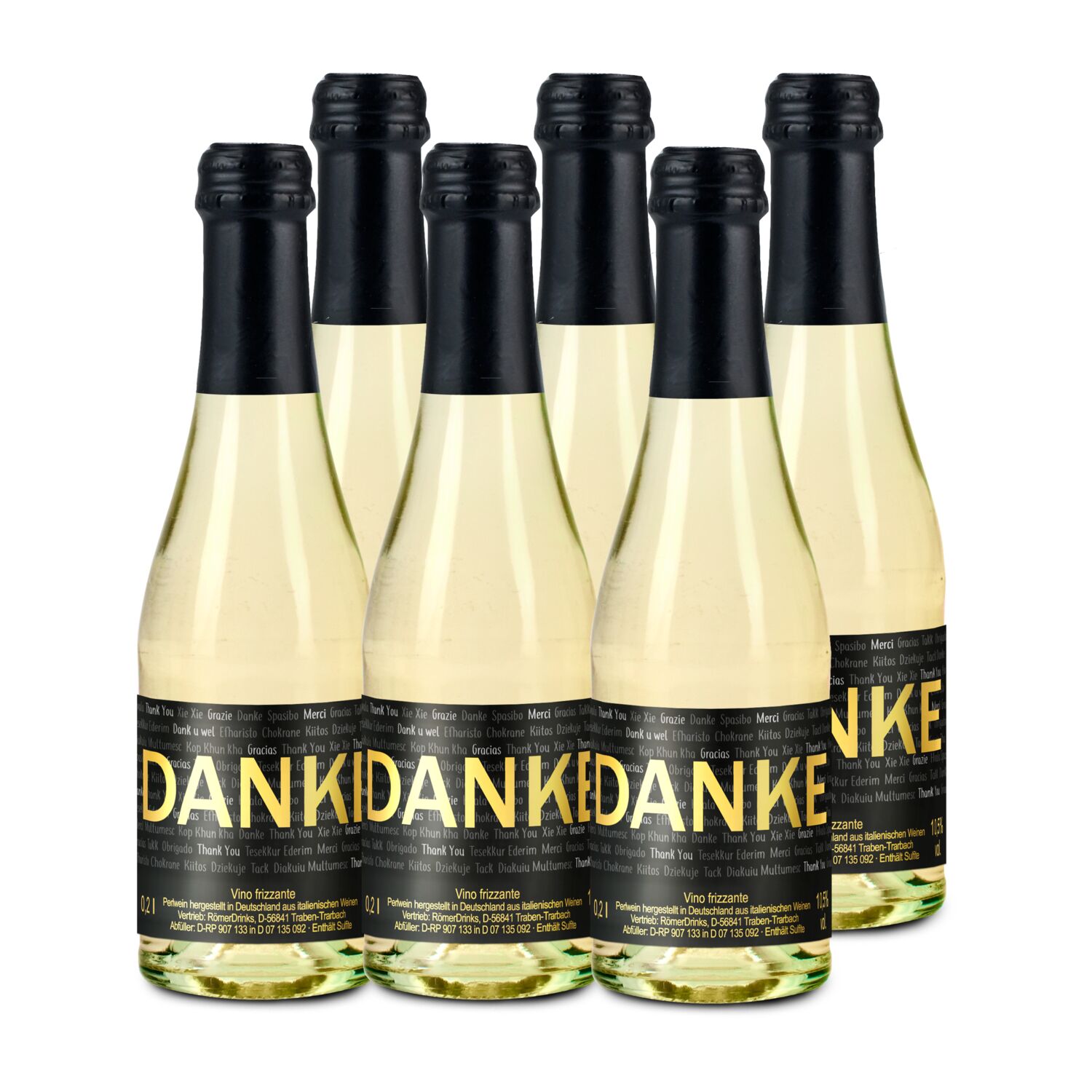 6x Danke Secco Flaschen, 0,2 l