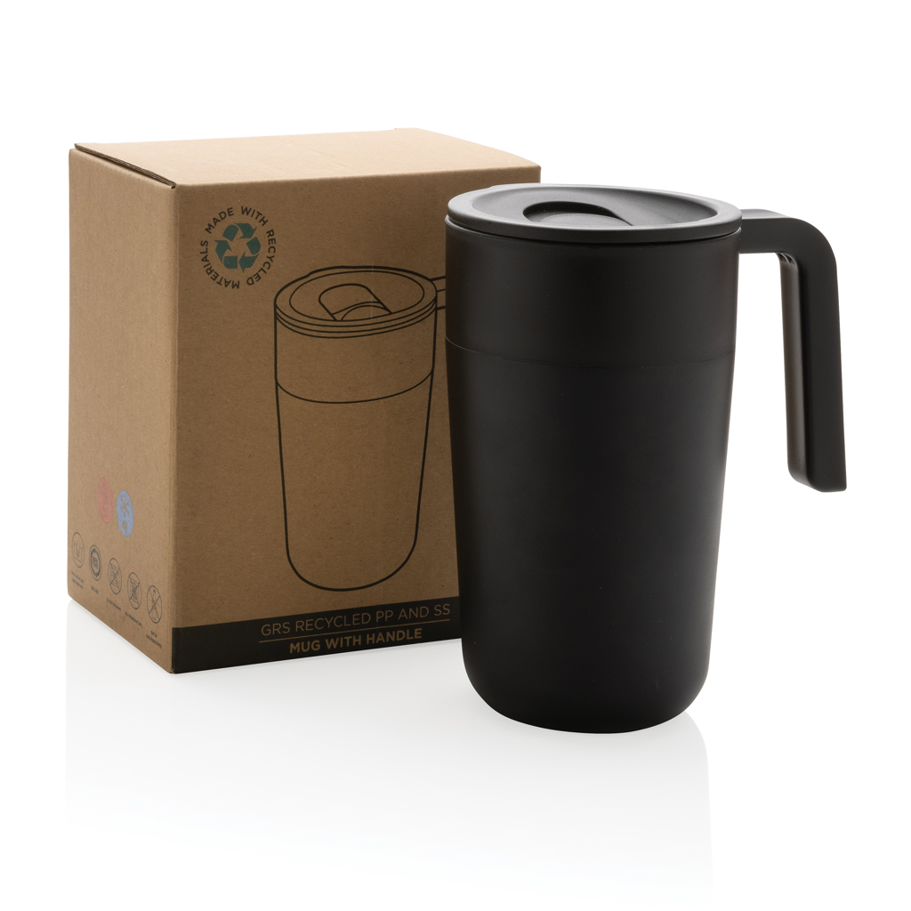 GRS recycelte PP und Stainless Steel Tasse mit Griff