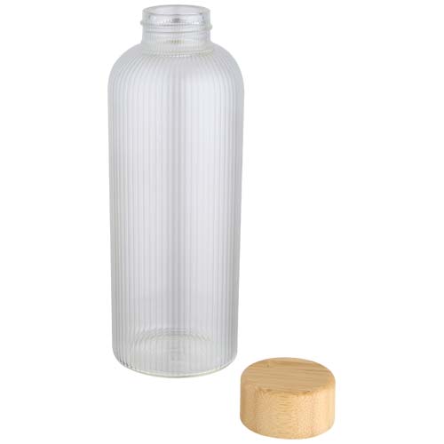 Mirage 650 ml einwandige Trinkflasche aus Borosilikatglas mit Bambusdeckel