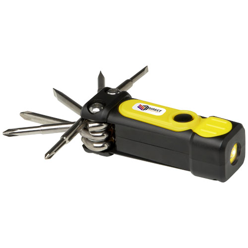 Octo 8-in-1 Schraubenzieher-Set aus recyceltem RCS Kunststoff mit Taschenlampe - gelb