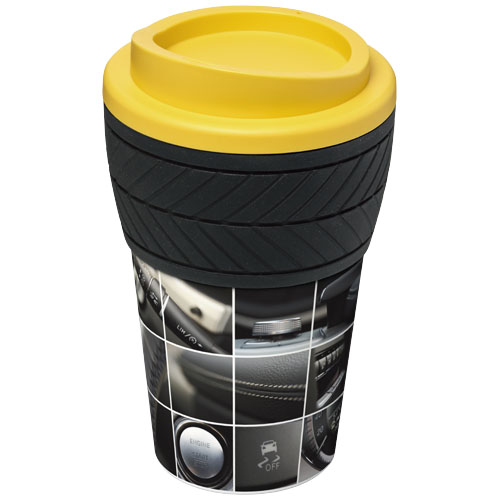 Brite-Americano® 350 ml Isolierbecher mit Schutzring Reifen-Design - gelb