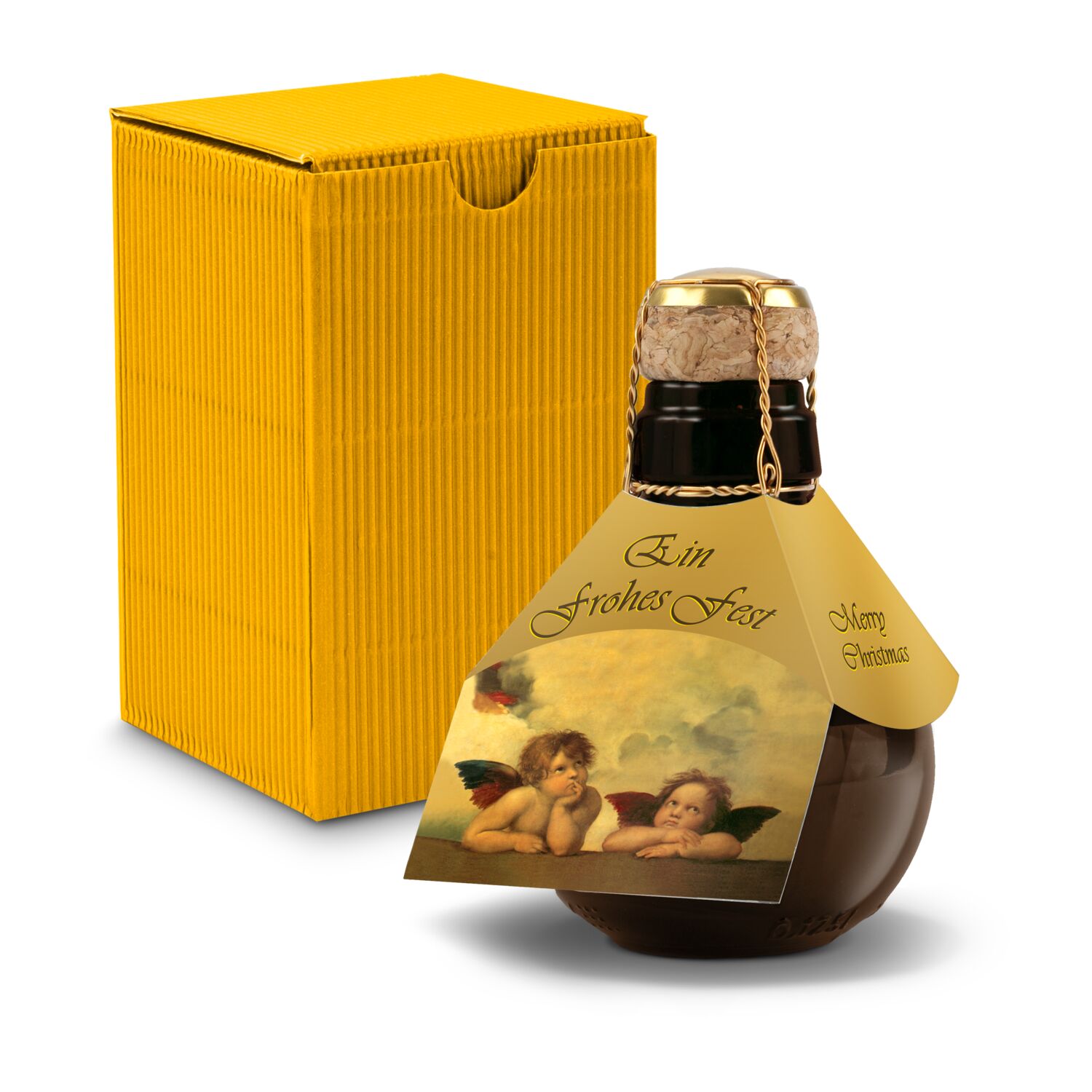 Origineller Sekt Raffael - Karton Gelb, 125 ml
