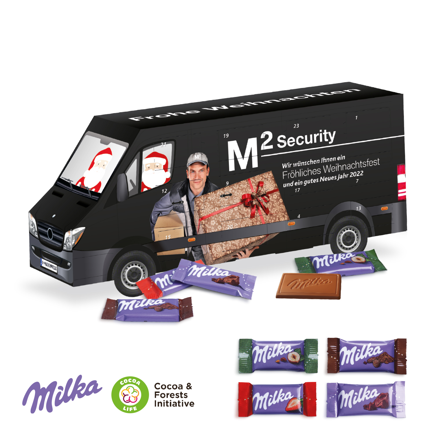 3D Adventskalender "Transporter" mit Milka Schokolade