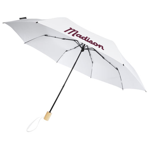 Birgit 21'' faltbarer winddichter Regenschirm aus recyceltem PET - weiss