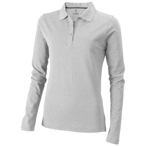 Calgary 180 g/m² Langarm Poloshirt für Damen - grau meliert / XXL