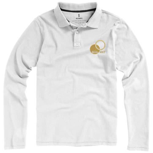Calgary 180 g/m² Langarm Poloshirt für Herren - weiss / XS