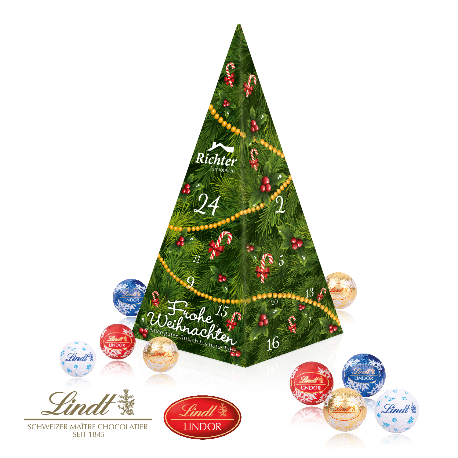 Adventskalender "Weihnachtspyramide" mit Lindt Schokolade