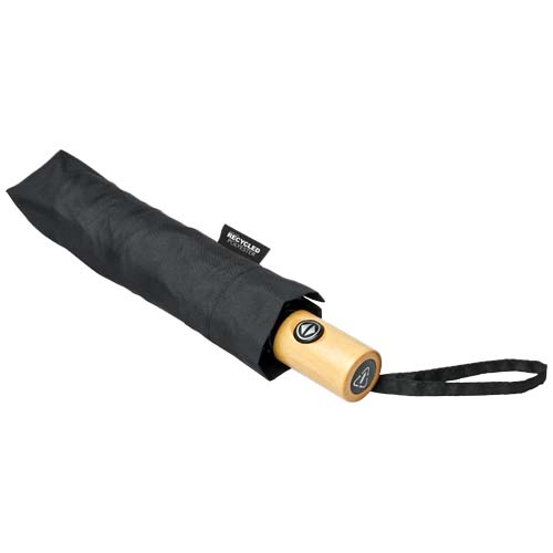 Bo 21" Vollautomatik Kompaktregenschirm aus recyceltem PET-Kunststoff - schwarz