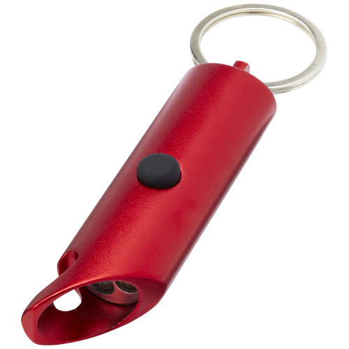 Flare IPX-LED-Lampe und Flaschenöffner aus recyceltem Aluminium mit Schlüsselanhänger - rot