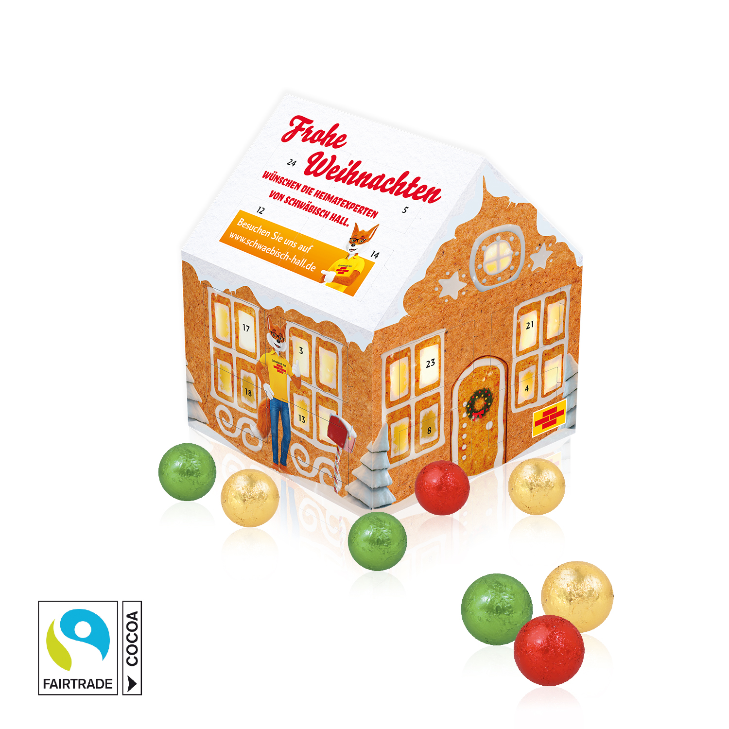 Adventskalender "Weihnachtshaus" Classic mit Fairtrade® Schokolade