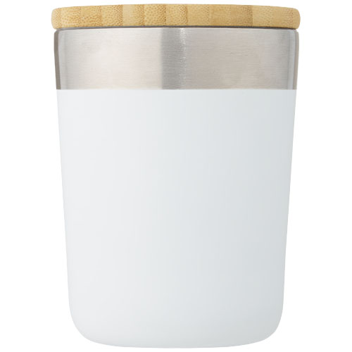 Lagan 330 ml Kupfer-Vakuum Isolierbecher mit Bambusdeckel - weiss