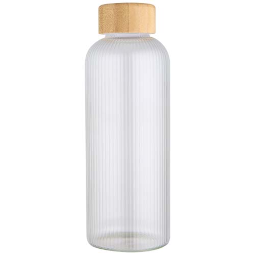 Mirage 650 ml einwandige Trinkflasche aus Borosilikatglas mit Bambusdeckel