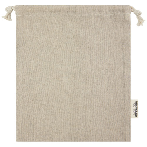 Pheebs 150 g/m² GRS Zuziehbeutel aus Recyclingbaumwolle mittel 1,5 l - heather natur