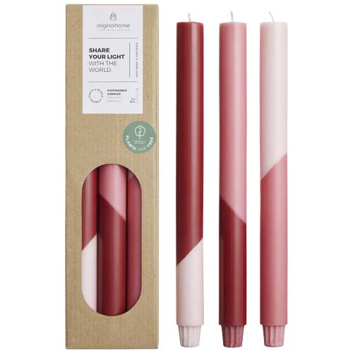 Originalhome Eden Diagonale Kerzen – 3er-Set - rot