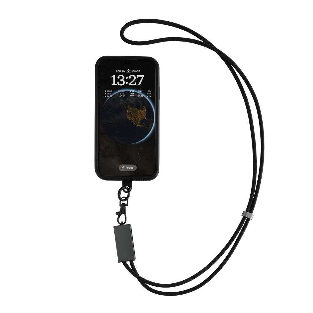 Terra 60Wduales Ladekabel aus RCS recyceltem PET mit Lanyard