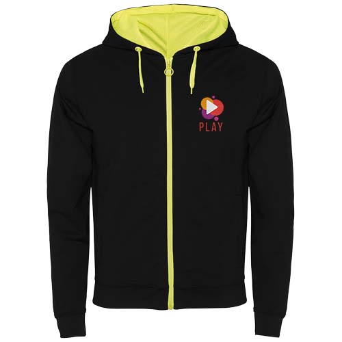 Fuji Kaputzensweatjacke Unisex - schwarz / fluorgelb / S