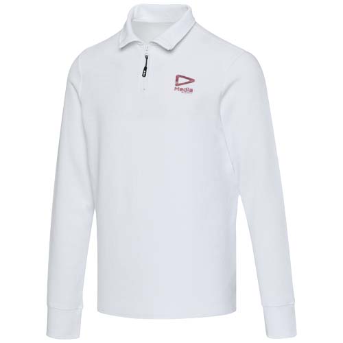 Apollo 245 g/m² Langarm Poloshirt Unisex mit Reißverschluss - weiss / XS