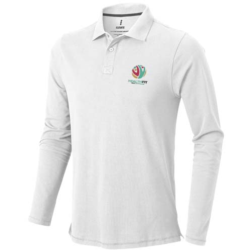 Calgary 180 g/m² Langarm Poloshirt für Herren - weiss / XS