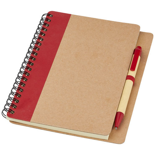 Priestly A6 Recycling Notizbuch mit Stift - natur / rot