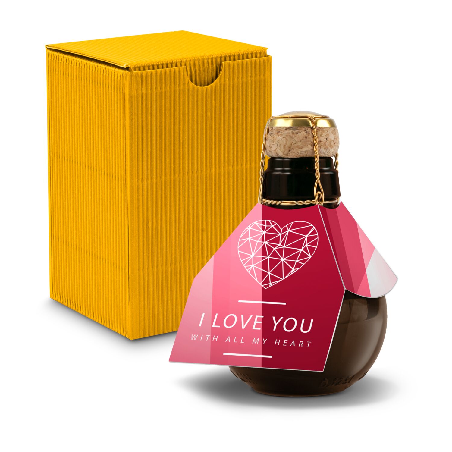Origineller Sekt I love u - Karton Gelb, 125 ml