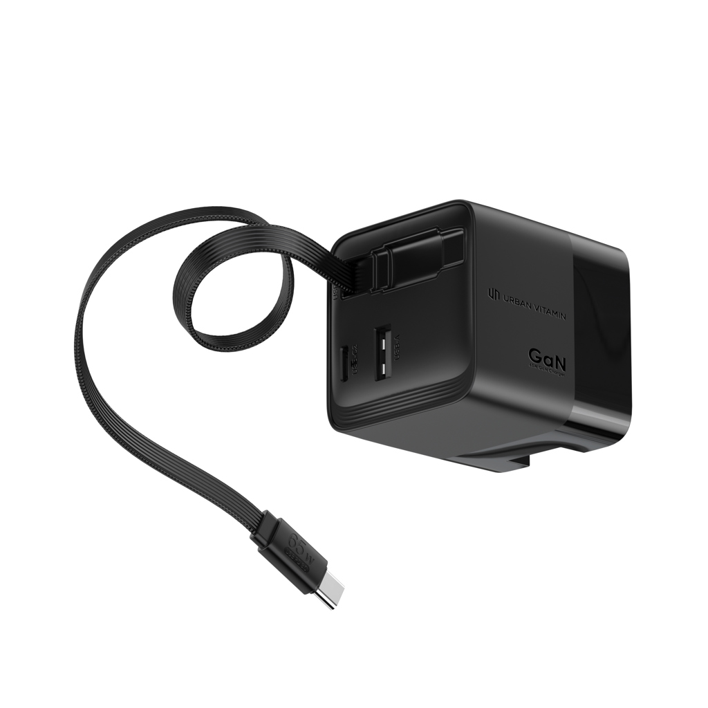 Urban Vitamin Mendocino 65W GaN-Charger mit einziehb. Kabel