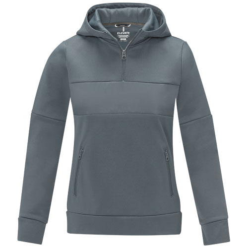 Sayan Kapuzenpullover mit halbem Reißverschluss für Damen - stahlgrau / XXL