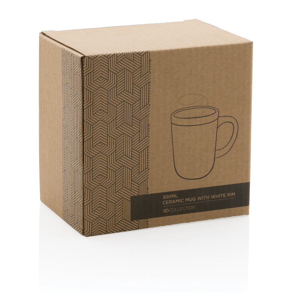 Keramiktasse mit weißem Rand, 300ml