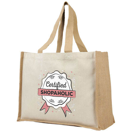 Varai 320 g/m Canvas und Jute Einkaufstasche 23L - natural / natur