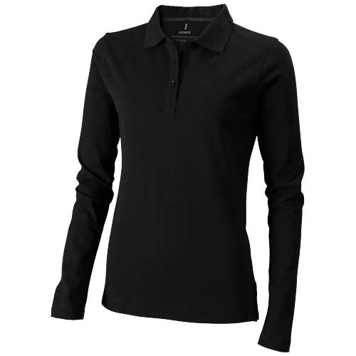 Calgary 180 g/m² Langarm Poloshirt für Damen - schwarz / M