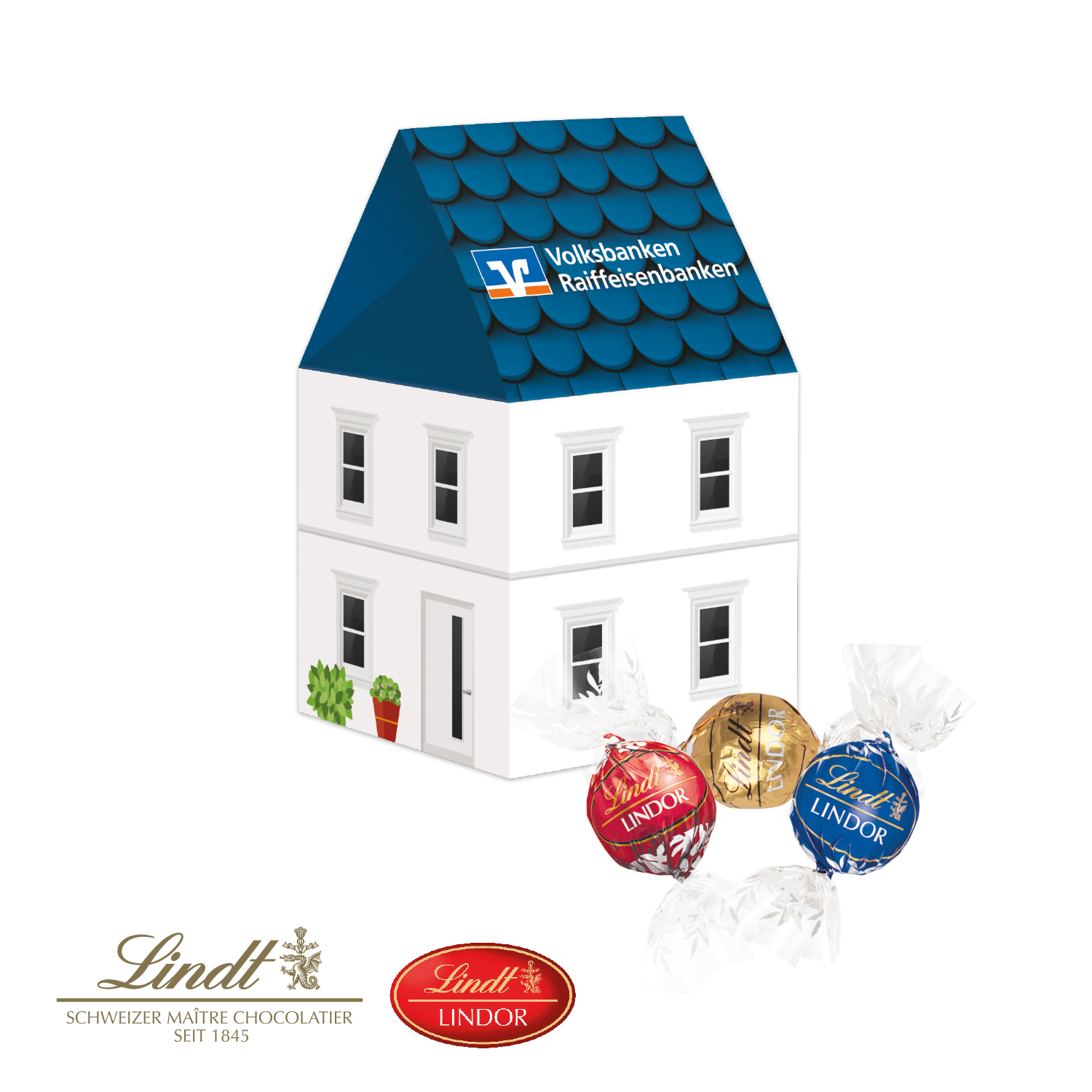 3D Präsent "Haus" mit Lindt Lindor Pralinés