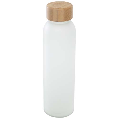 Lume 500 ml Flasche aus mattiertem Kalknatronglas mit Bambusdeckel   - weiss