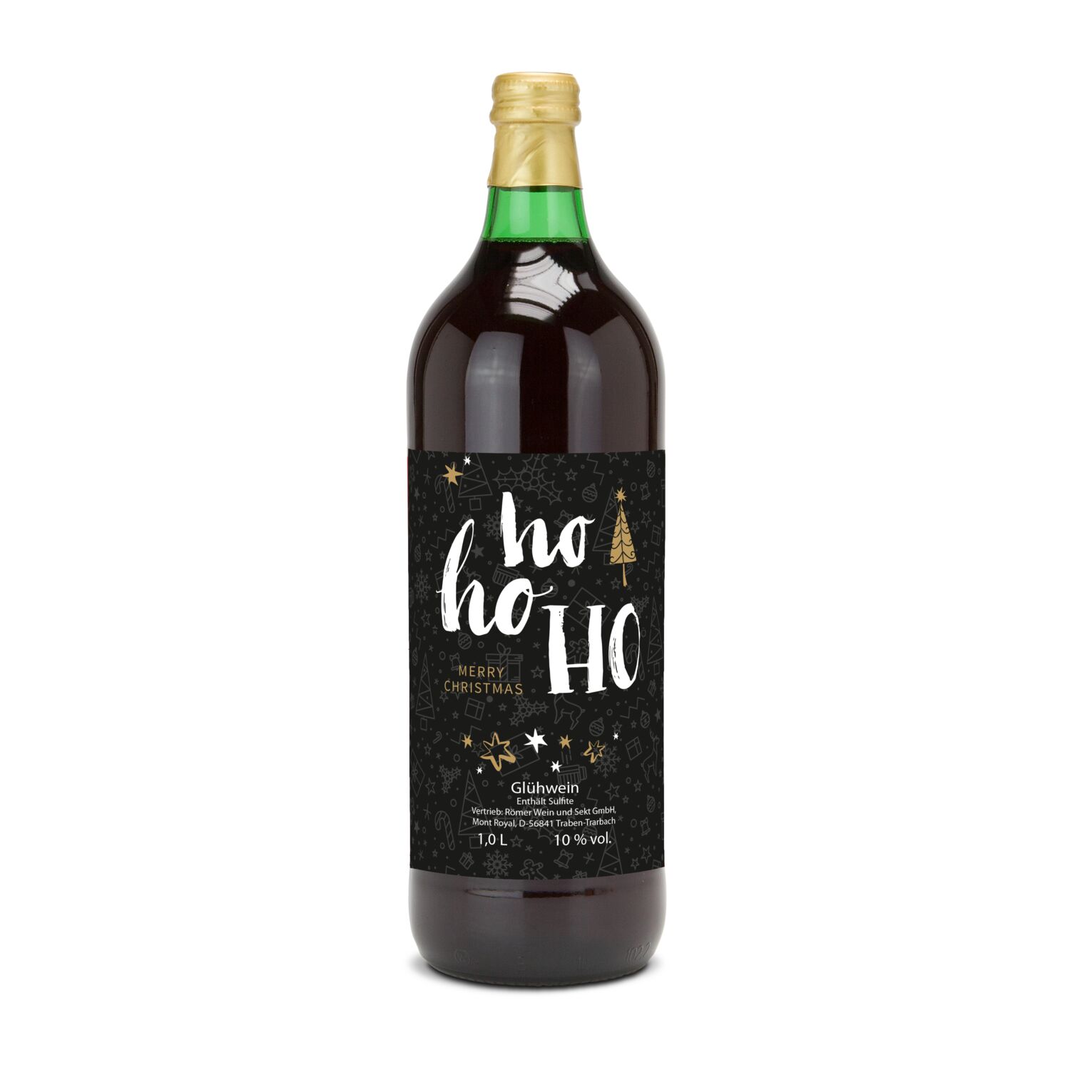 Glühwein - Flasche grün, 1 l - individuelles Etikett